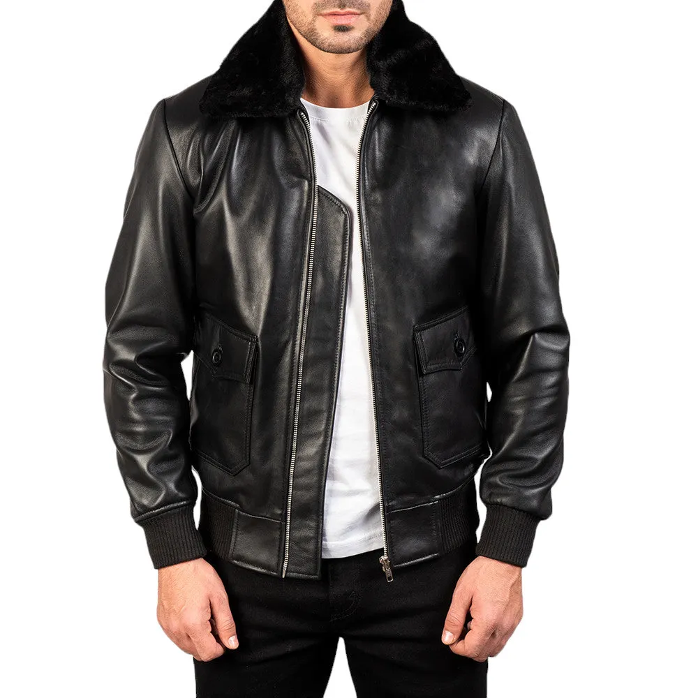 Black & White Leather Bomber Jacket: A Modern Classic
