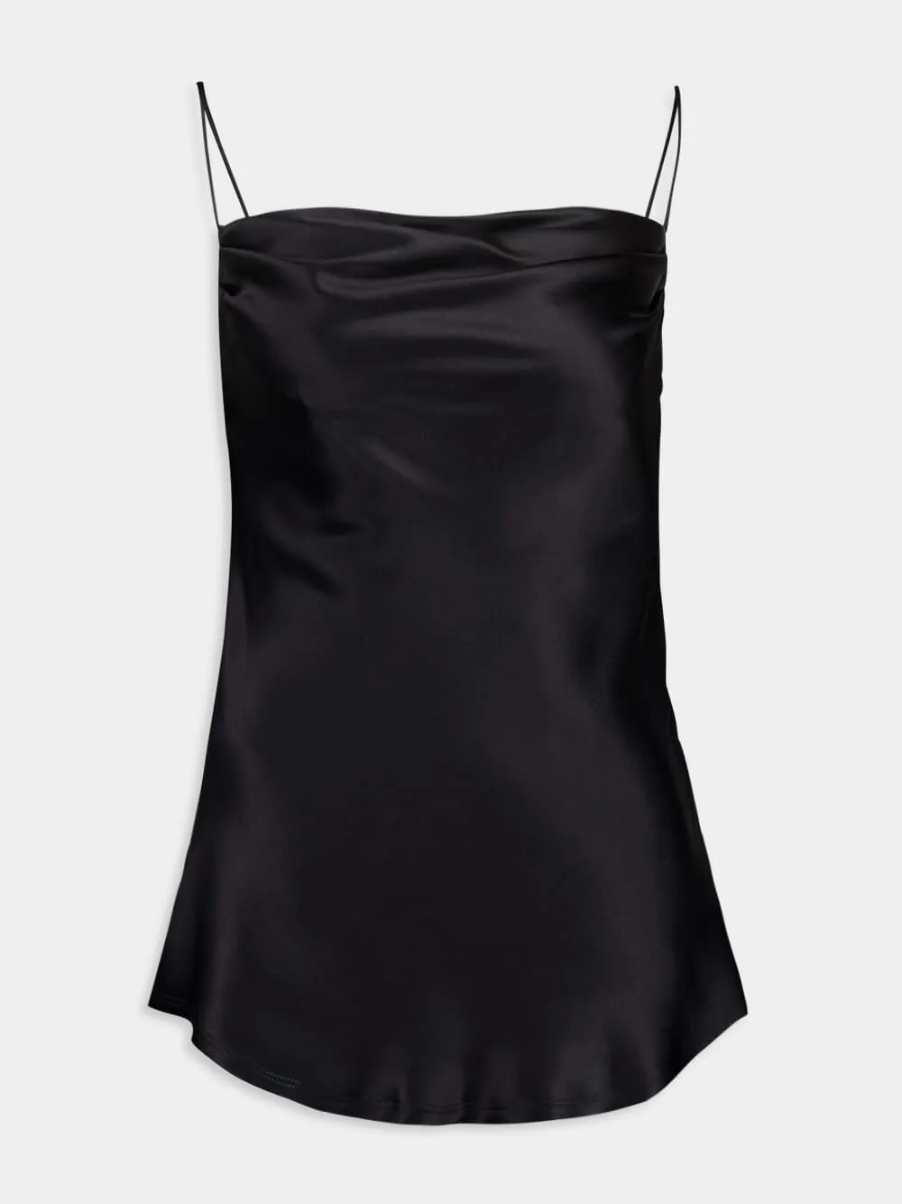 Black Draped Satin Top