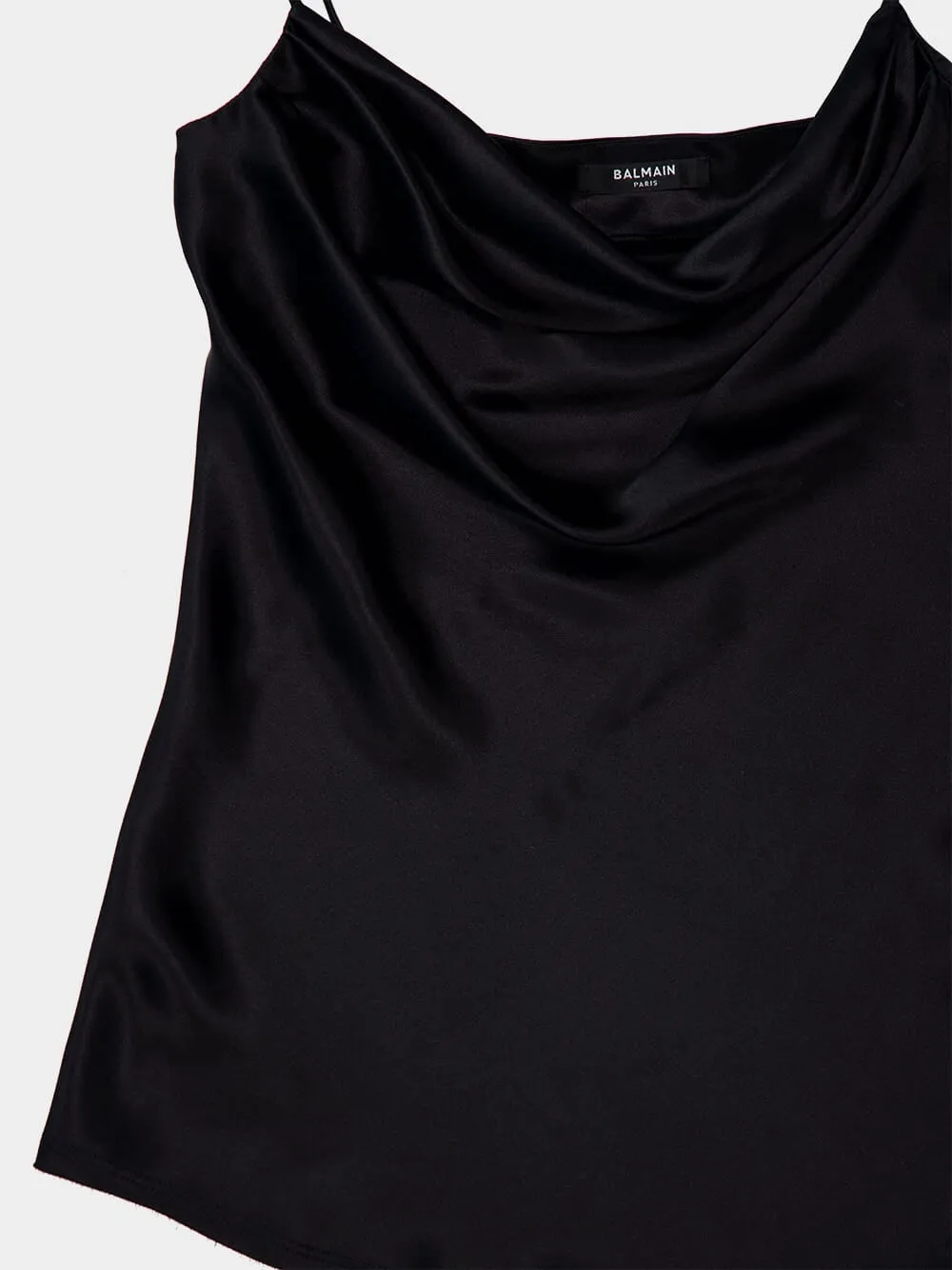 Black Draped Satin Top