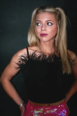 Black Feather Cami Top