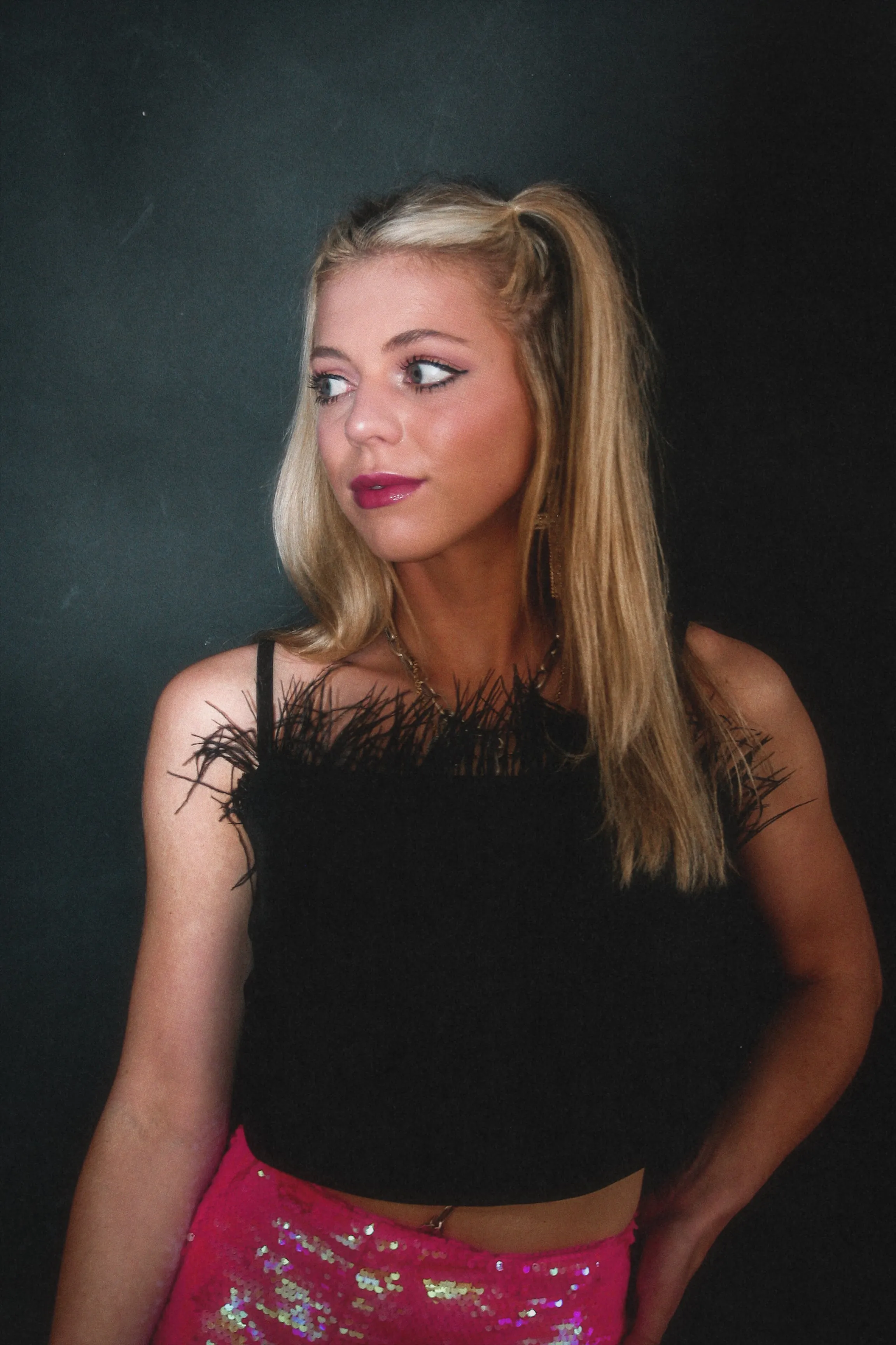 Black Feather Cami Top
