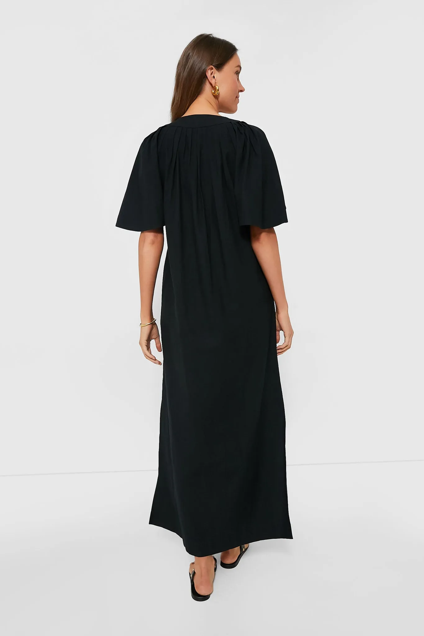 Black Finley Flutter Sleeve Maxi Dress