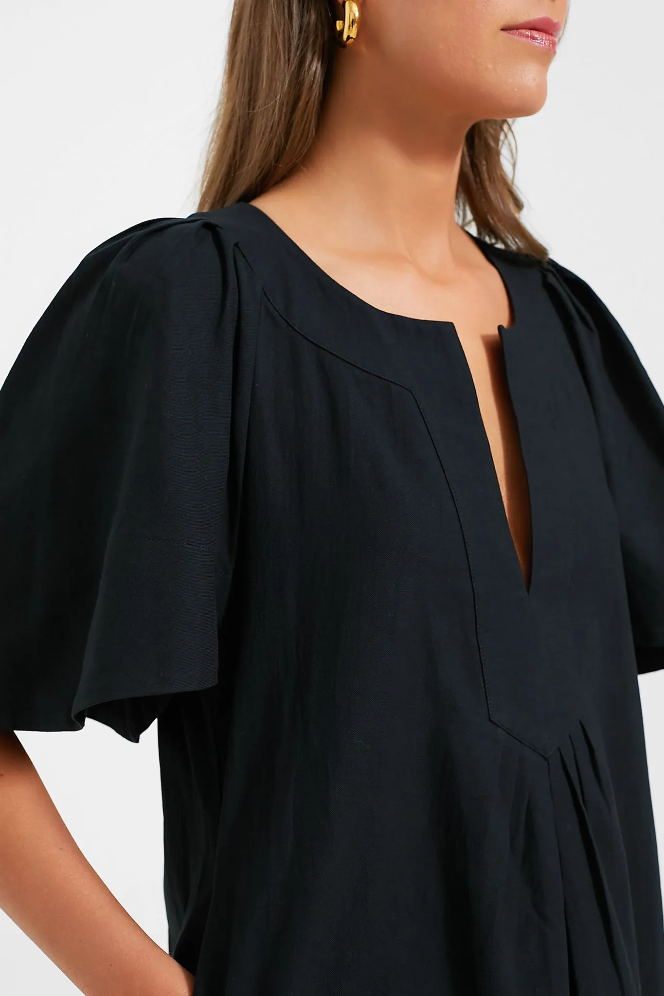 Black Finley Flutter Sleeve Maxi Dress