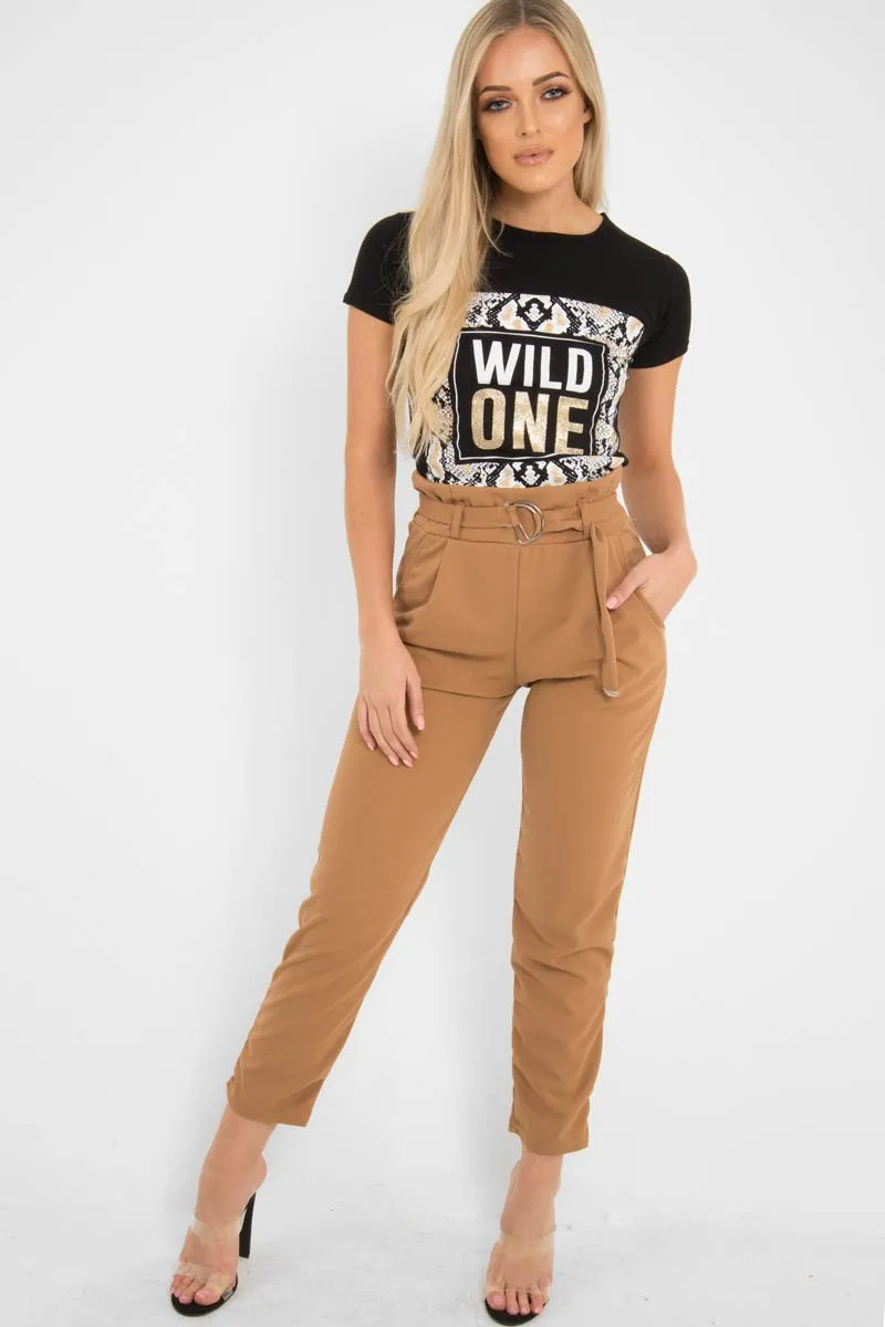Black Gold Wild One Slogan T-Shirt  - Oniyah