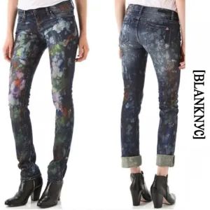 BlankNYC Hand Painted 'Crazy Legs' Splatter Design Slim Straight Leg Jeans 27