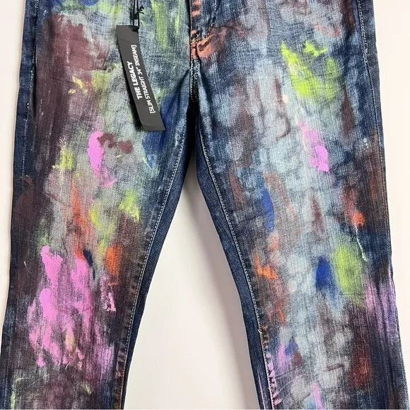 BlankNYC Hand Painted 'Crazy Legs' Splatter Design Slim Straight Leg Jeans 27