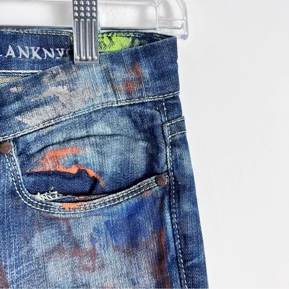 BlankNYC Hand Painted 'Crazy Legs' Splatter Design Slim Straight Leg Jeans 27