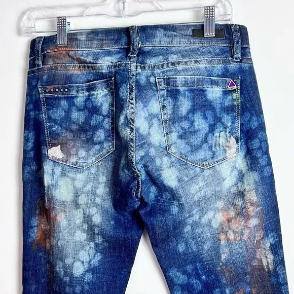 BlankNYC Hand Painted 'Crazy Legs' Splatter Design Slim Straight Leg Jeans 27