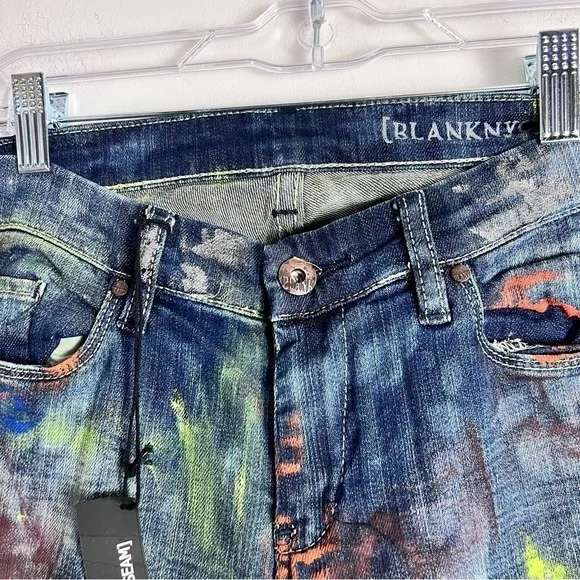 BlankNYC Hand Painted 'Crazy Legs' Splatter Design Slim Straight Leg Jeans 27