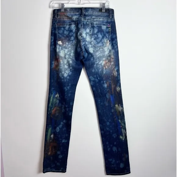 BlankNYC Hand Painted 'Crazy Legs' Splatter Design Slim Straight Leg Jeans 27
