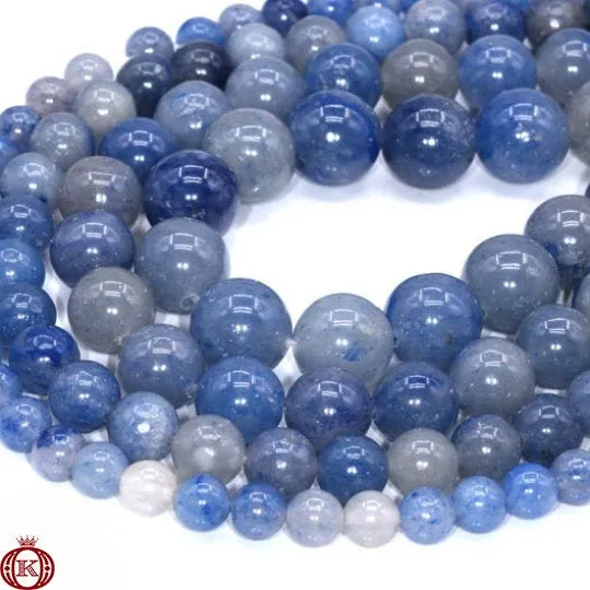 Blue Aventurine Beads Smooth Round
