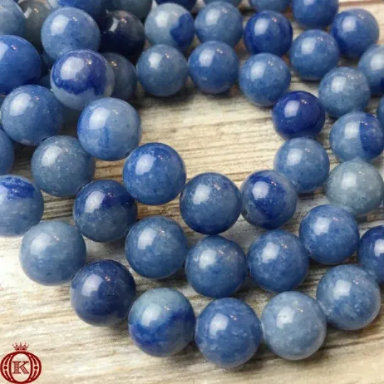 Blue Aventurine Beads Smooth Round