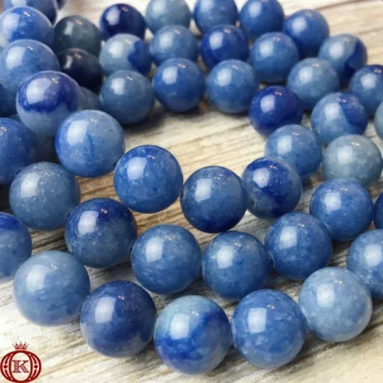 Blue Aventurine Beads Smooth Round