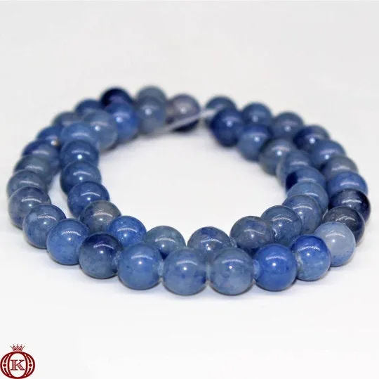 Blue Aventurine Beads Smooth Round