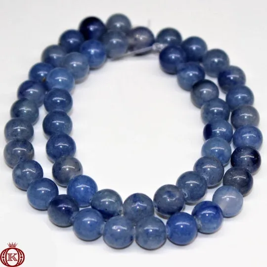 Blue Aventurine Beads Smooth Round