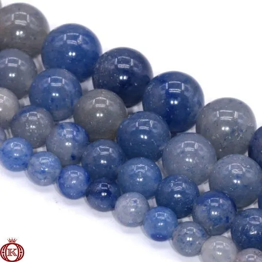 Blue Aventurine Beads Smooth Round