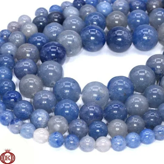 Blue Aventurine Beads Smooth Round