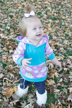 Blue Happy Clouds Hoodie