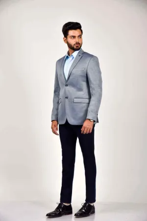 Blue Knitted Formal Blazer