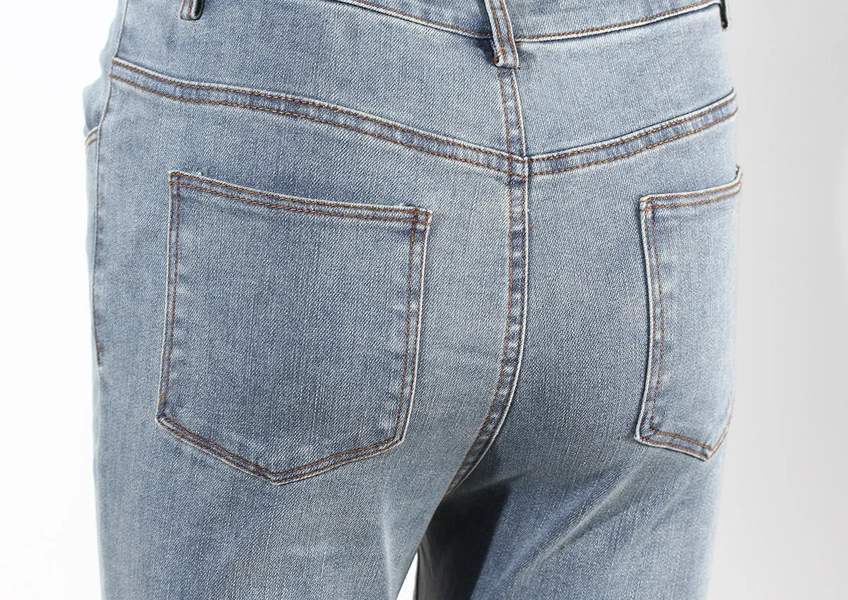Bottom Pants Design Trousers Jeans Chic Stitching Ostrich Bell Trendy.