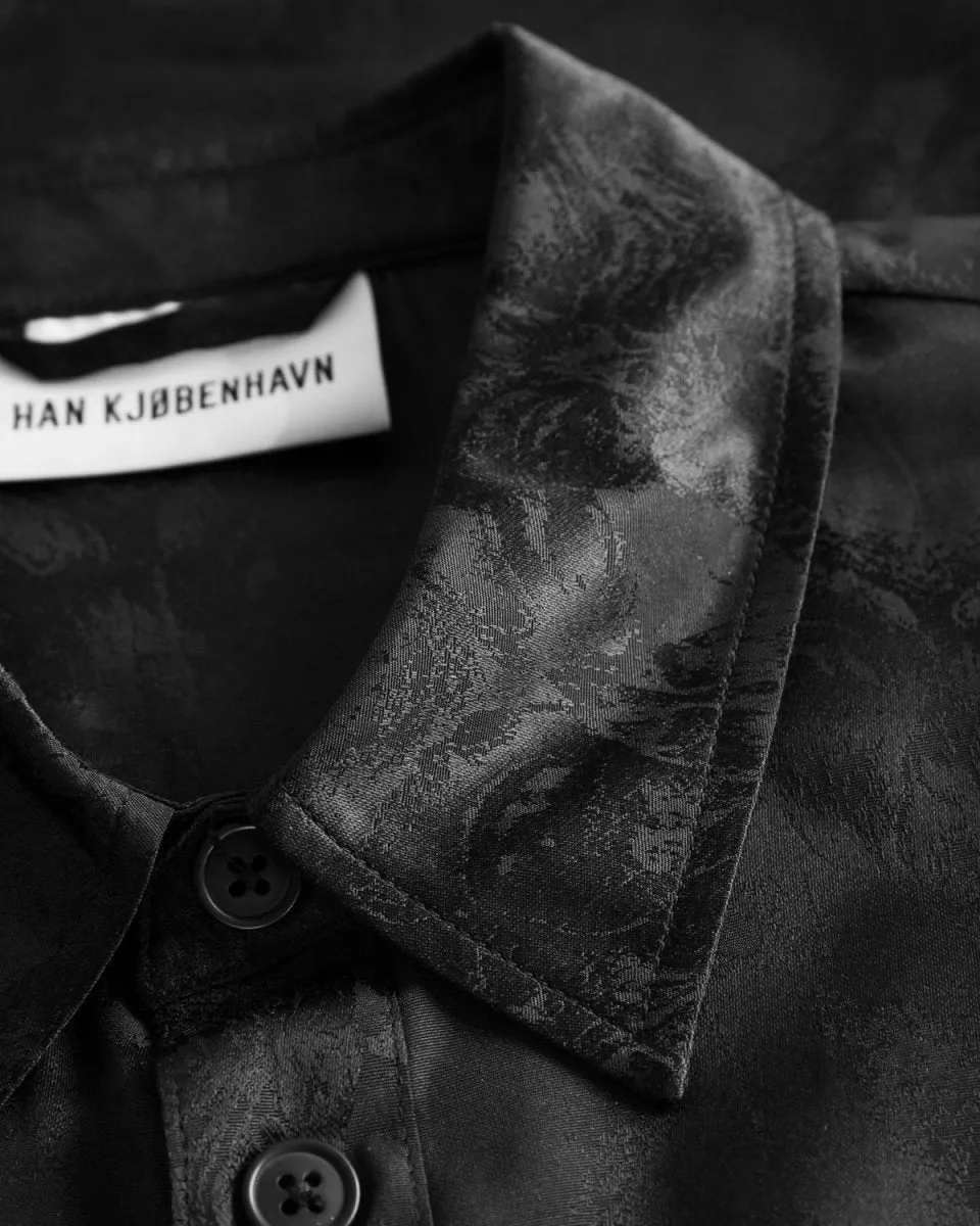 Boxy Shirt Short Sleeve - Black Jaquard