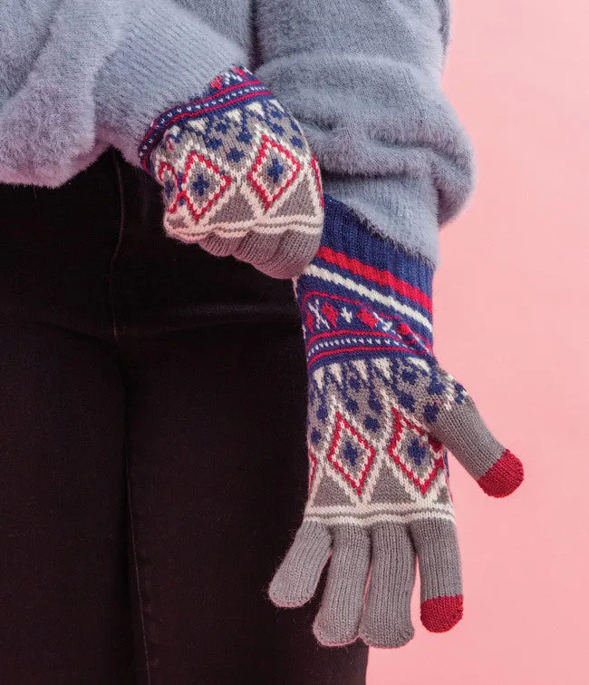 Britt's Knits - Kids Fair Isle Gloves - Raspberry