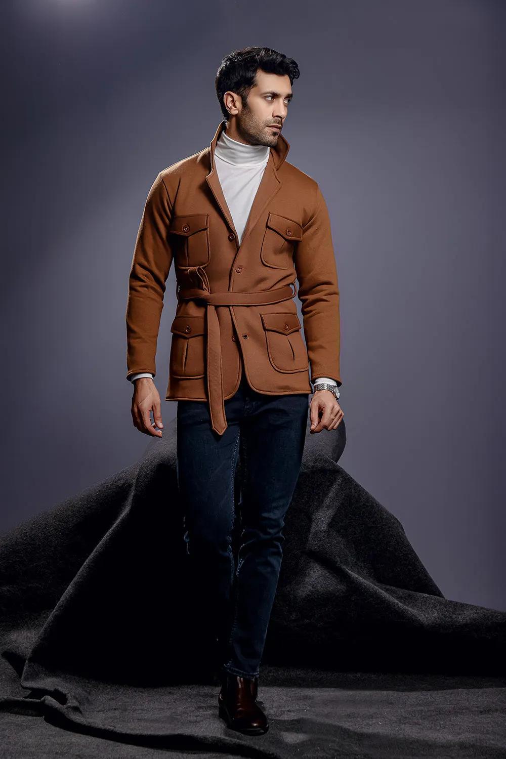 Brown Belted Safari Jacket
