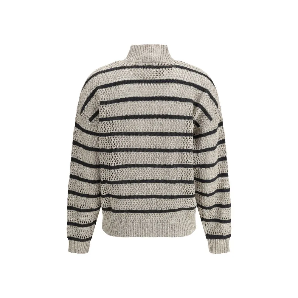 Brunello Cucinelli Open Knit Design Cardigan With Sequins