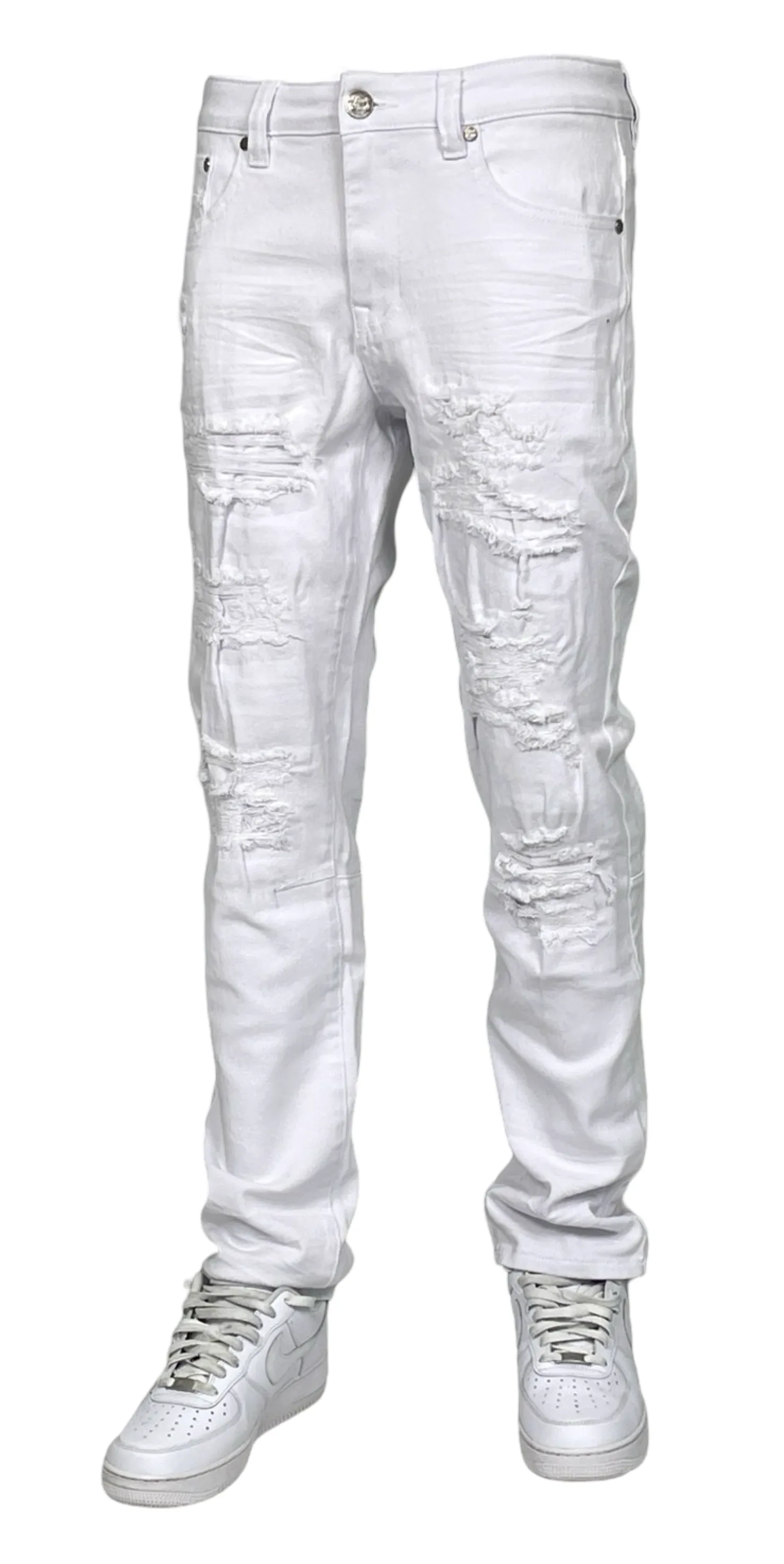 BTP24035X: Slim Fit Rip & Repair Jeans (Plus Size)