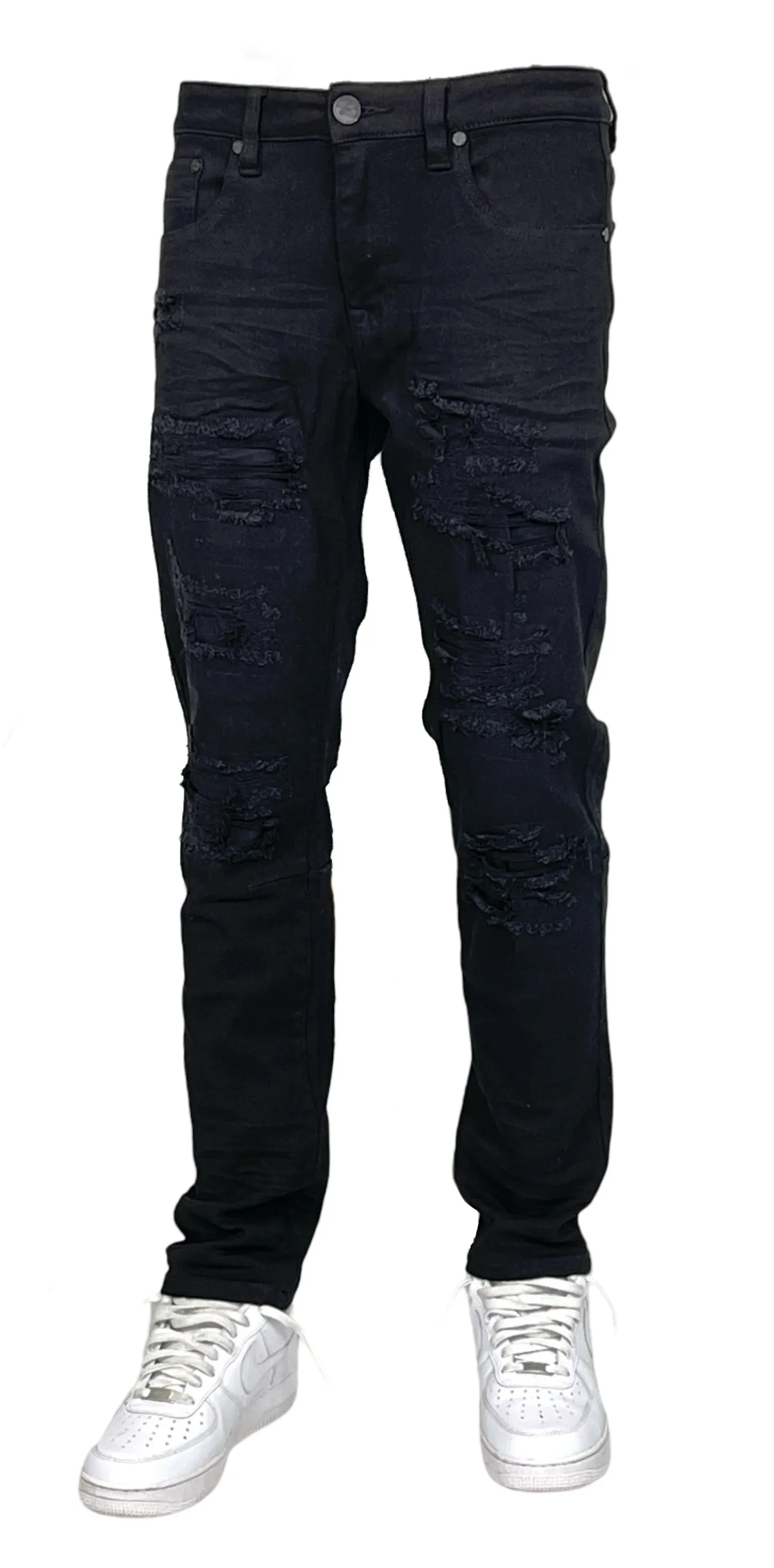 BTP24035X: Slim Fit Rip & Repair Jeans (Plus Size)