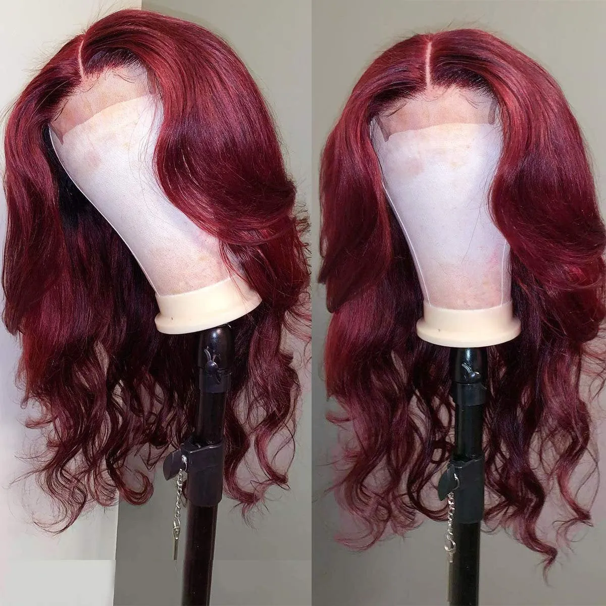 Burgundy 99j | 4x4 Body Wave Lace Closure | Brazilian Human Hair | Pre Plucked with Baby Hair and Bleached Knots | 180% Density | Glueless