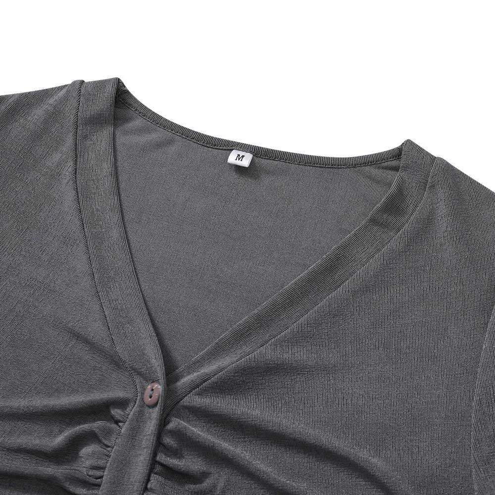 Button Down Long Sleeve V-Neck Soft Knit Cardigan