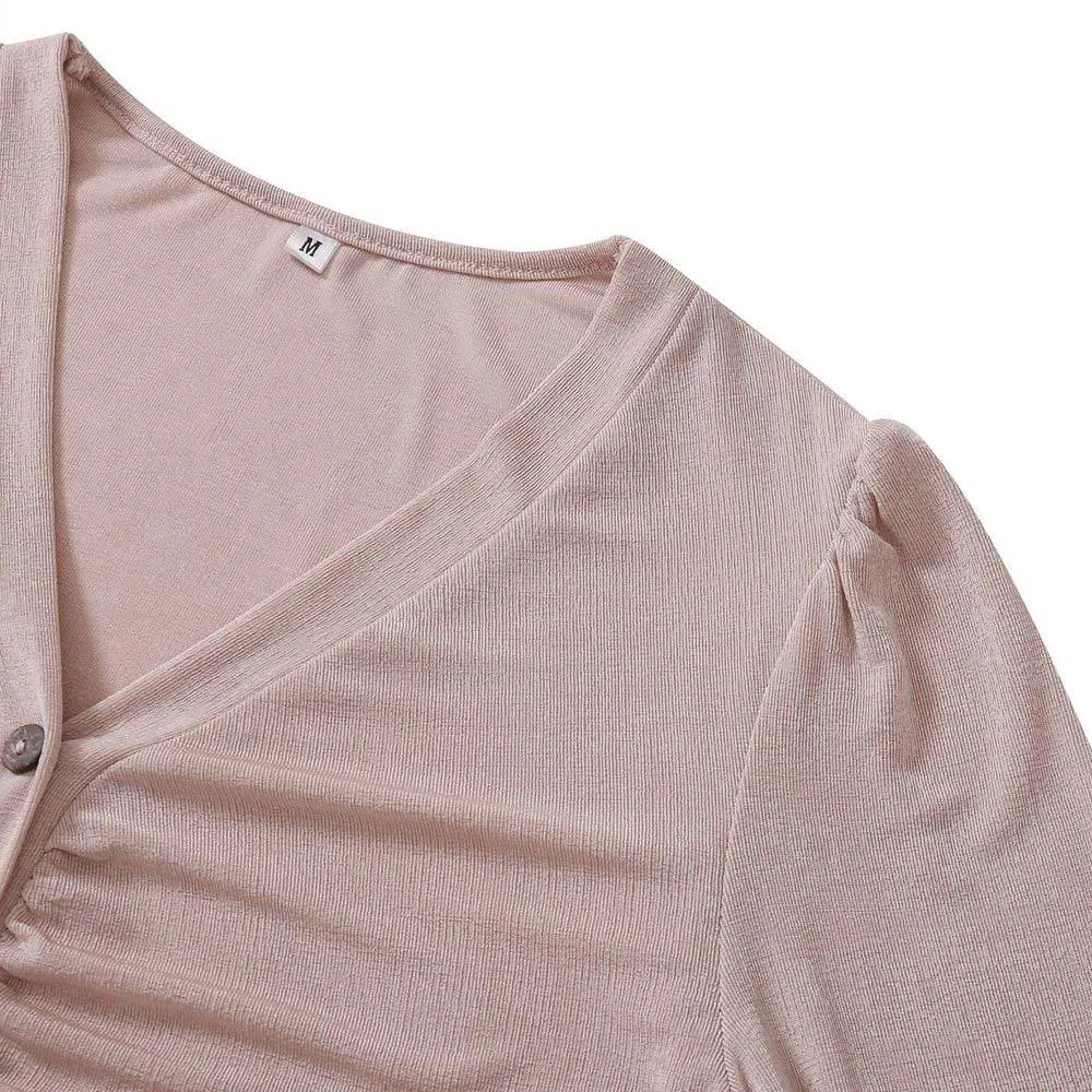 Button Down Long Sleeve V-Neck Soft Knit Cardigan