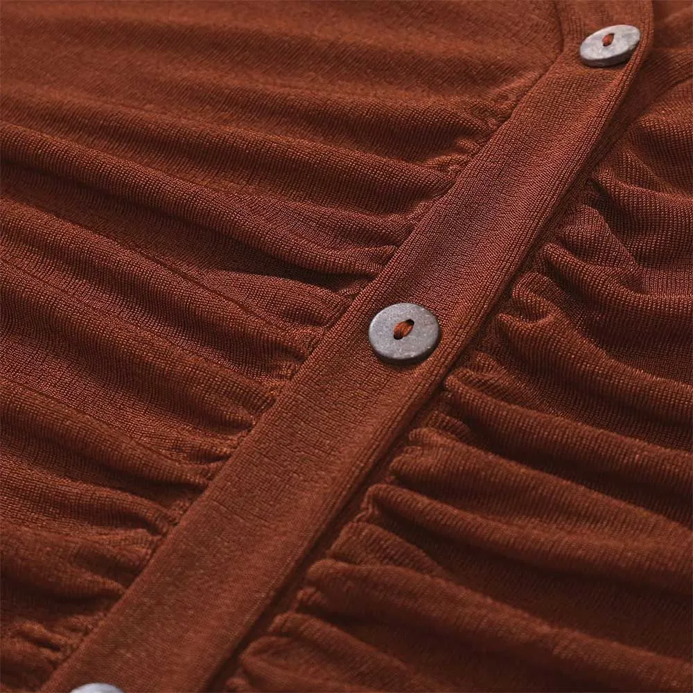 Button Down Long Sleeve V-Neck Soft Knit Cardigan