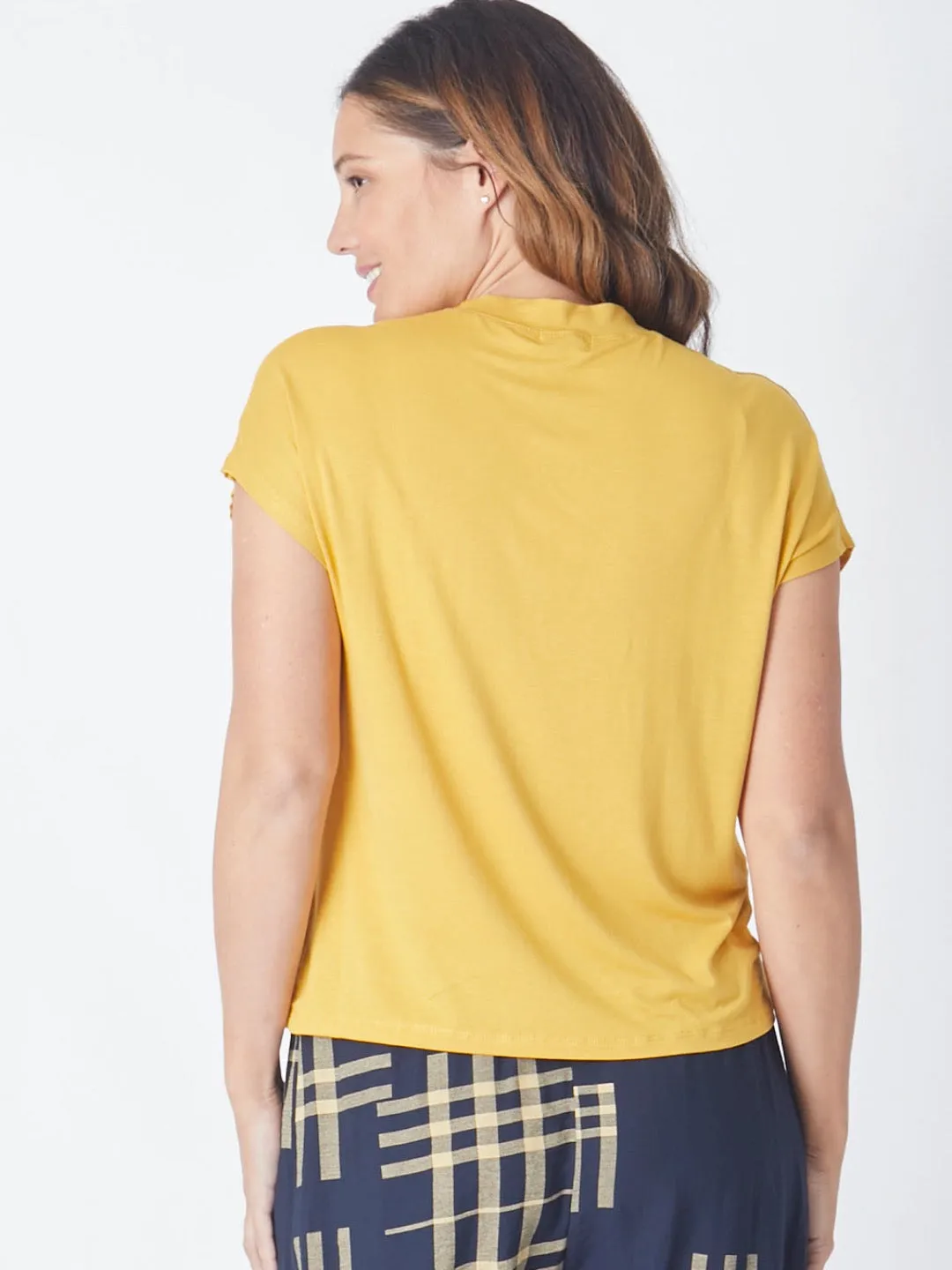 Cap Under Jacket Top -  Mustard - 25892