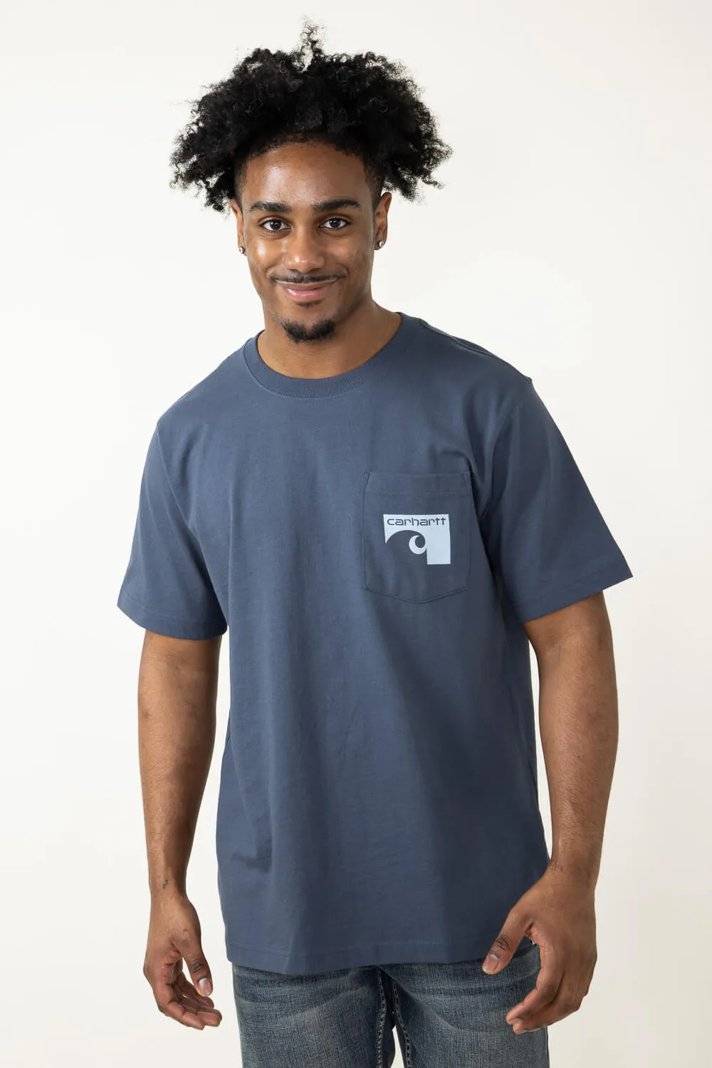 Carhartt Relaxed Fit Heavyweight Pocket 1889 T-Shirt for Men in Blue | 106148-BLS-BLUESTONE