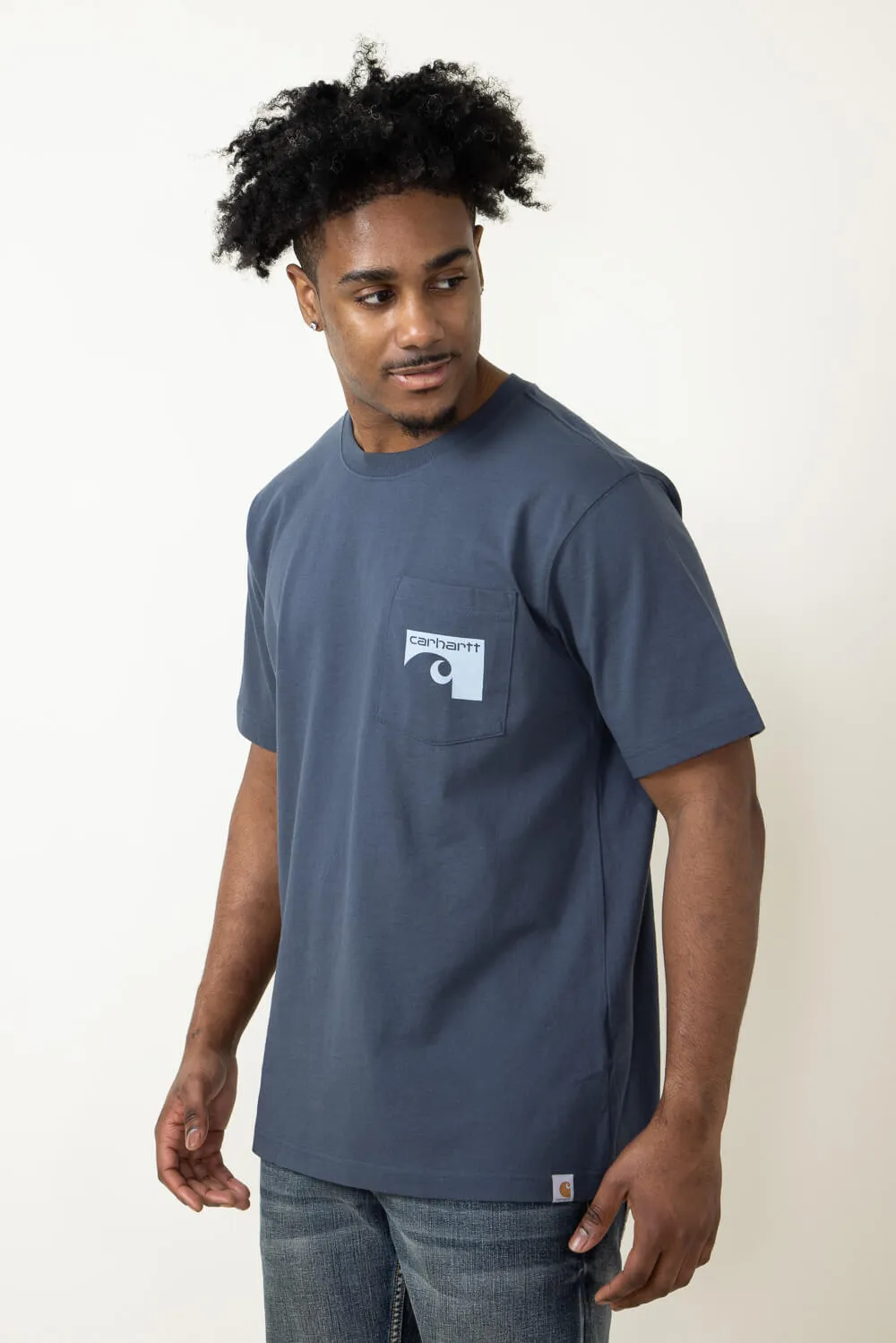 Carhartt Relaxed Fit Heavyweight Pocket 1889 T-Shirt for Men in Blue | 106148-BLS-BLUESTONE