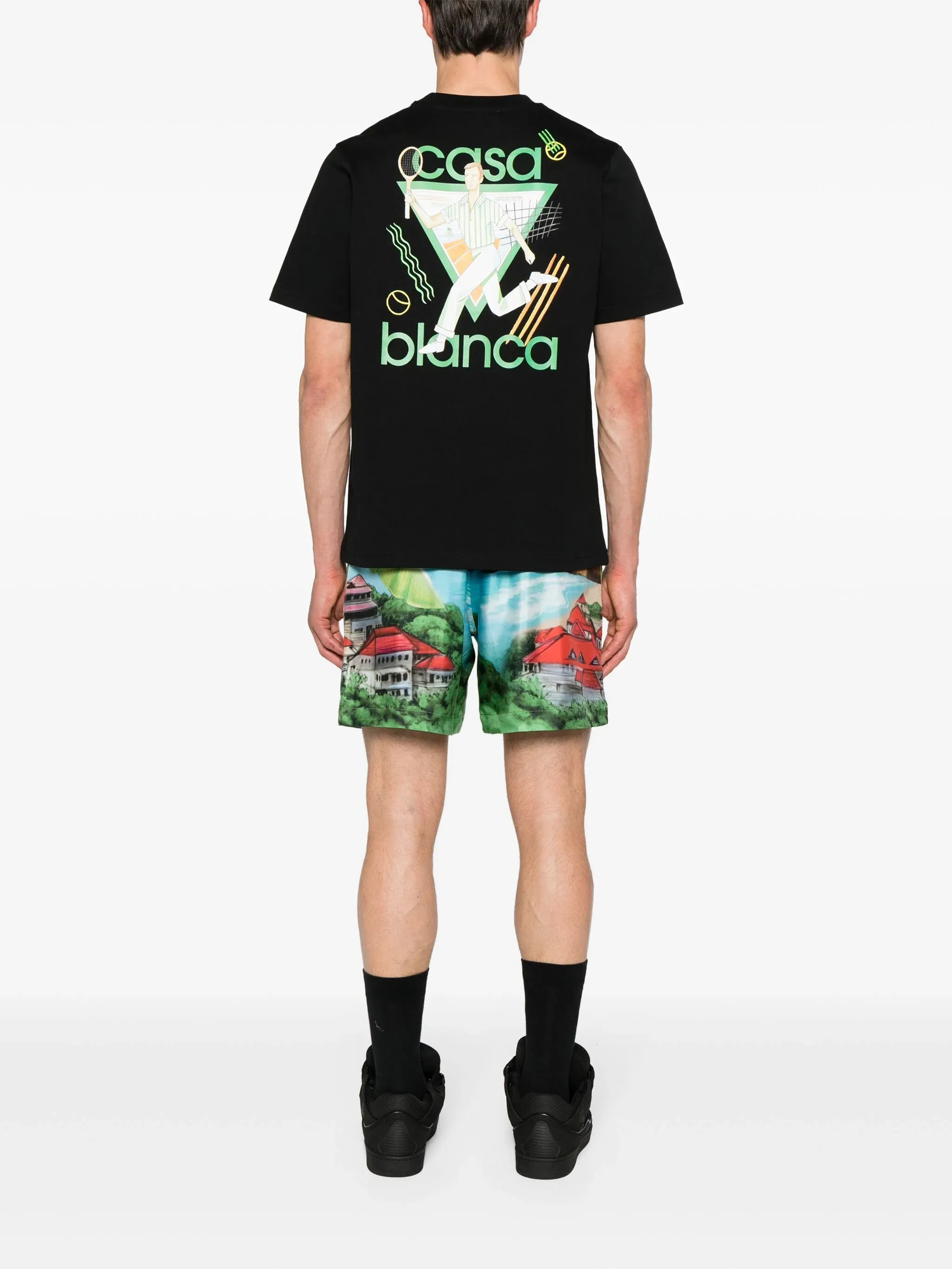 Casablanca Le Jeu Printed Cotton T-Shirt in Black