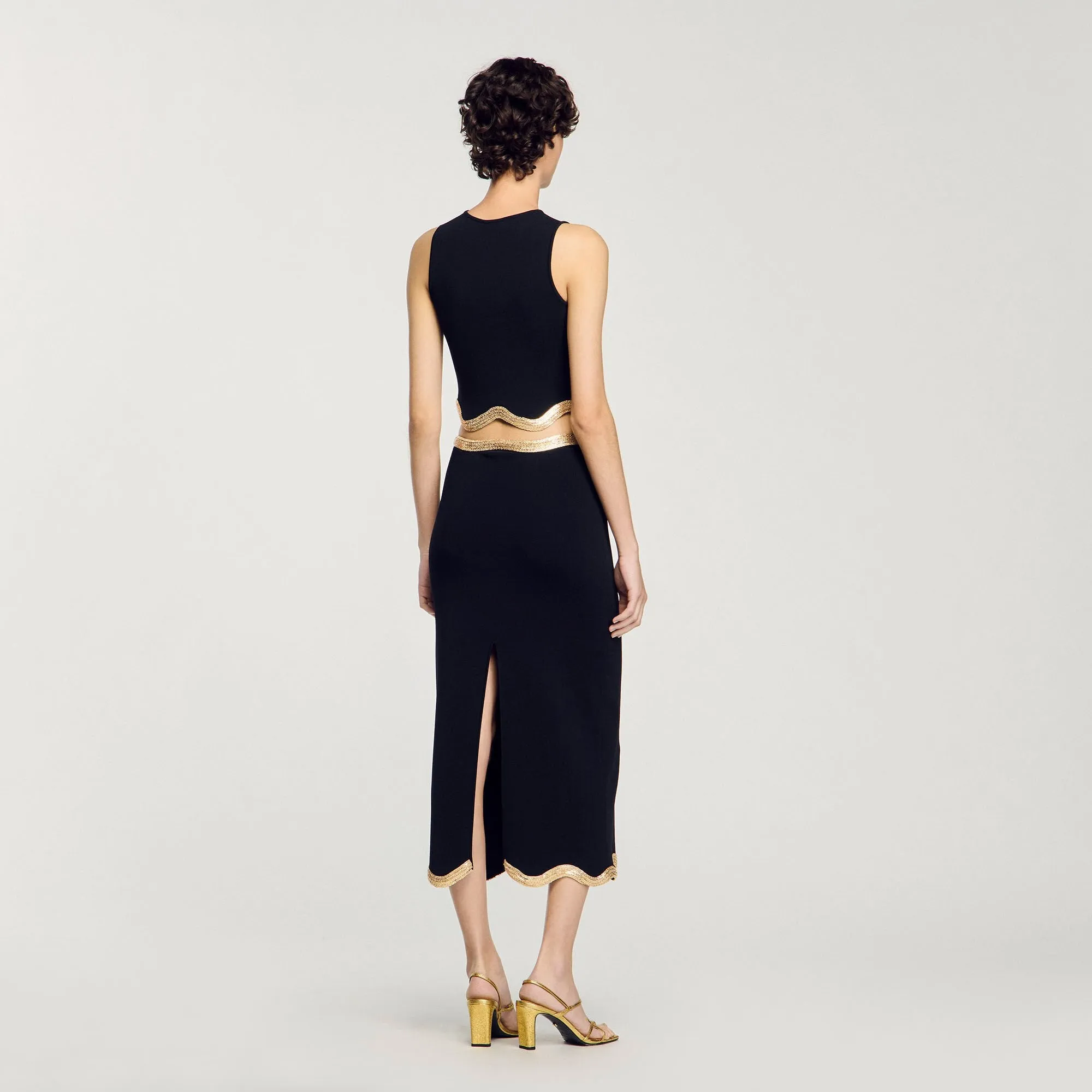 Casablanca Long Knitted Skirt With Chain Detail Black