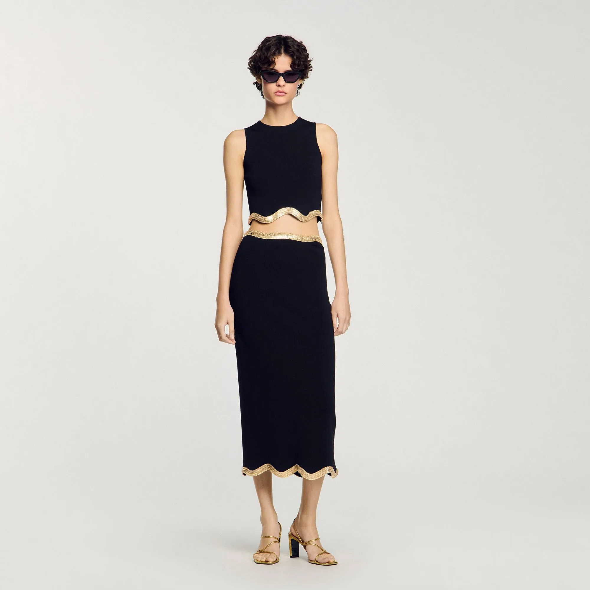 Casablanca Long Knitted Skirt With Chain Detail Black