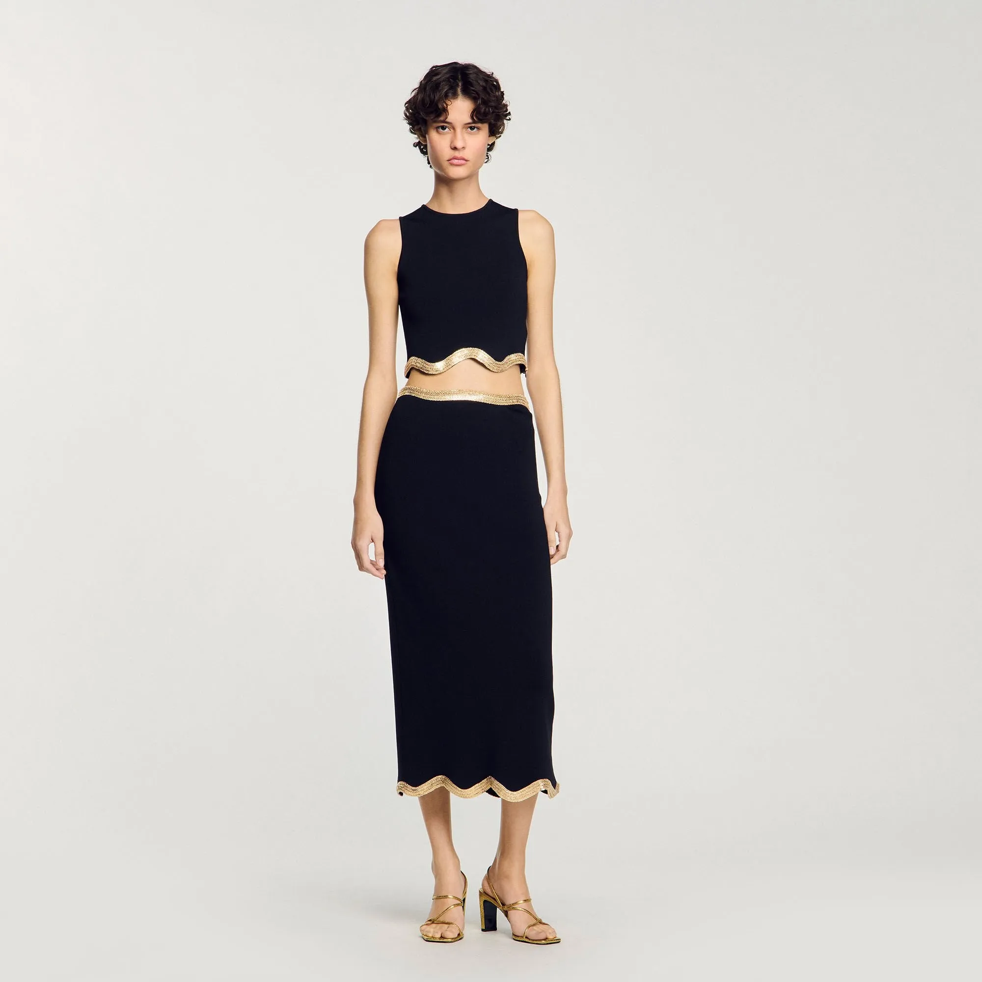 Casablanca Long Knitted Skirt With Chain Detail Black