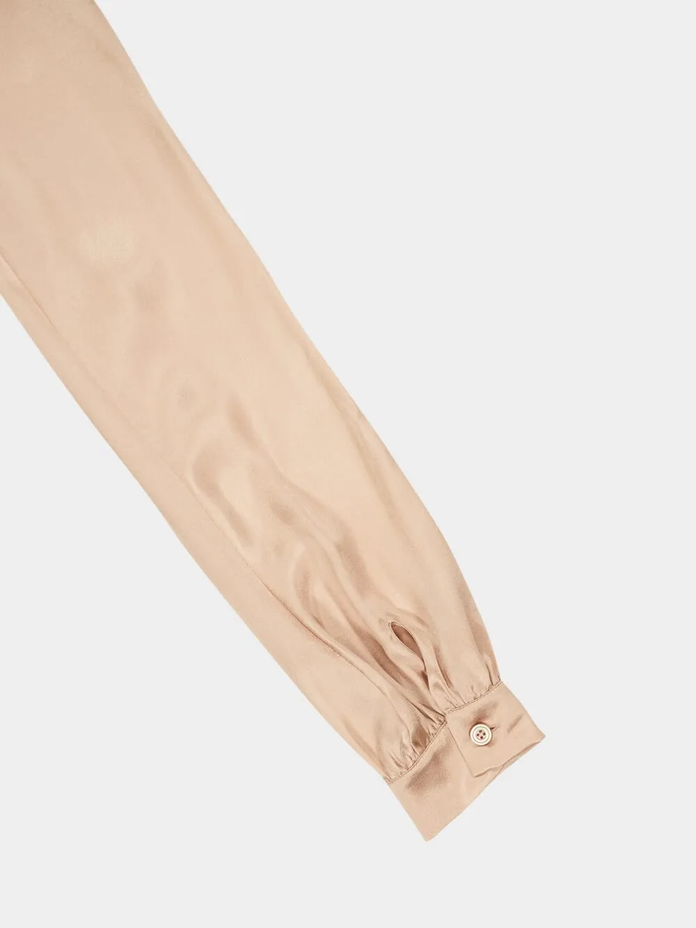 Champagne Mock Neck Blouse Charmeuse