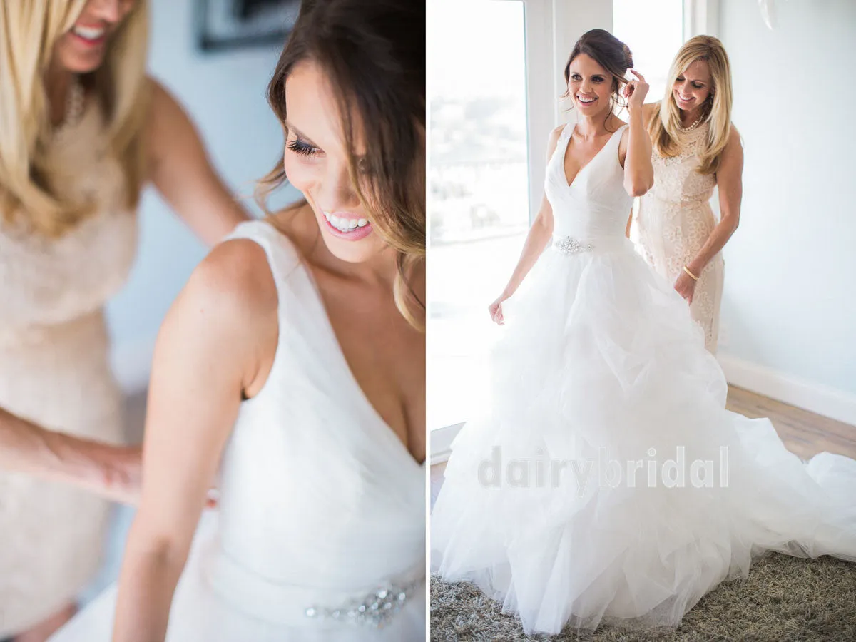 Charming V-Neck Wedding Dress, A-Line Sexy V-Back Floor-Length Wedding Dress, D645