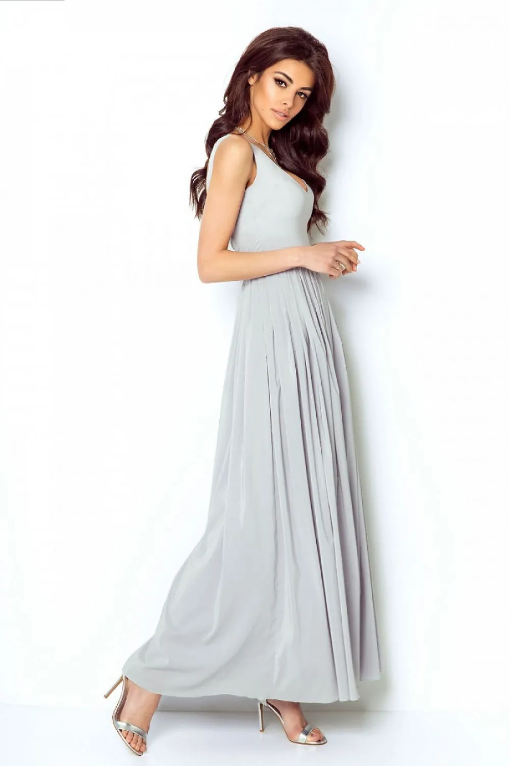 Chiffon Emphasised Waist Long Dress