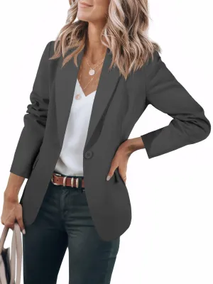 Cicy Bell Womens Casual Blazers Open Front Long Sleeve Work Office Jackets Blazer(Black&Grey,Small)