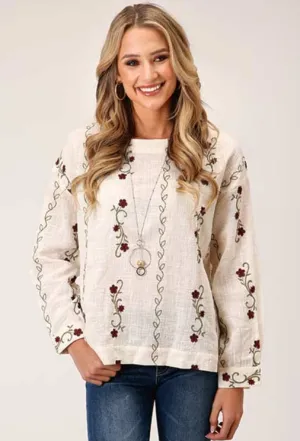 CL03-050-0565-1042 Ladies L/S Roper Blouse- Full Body Embroidery