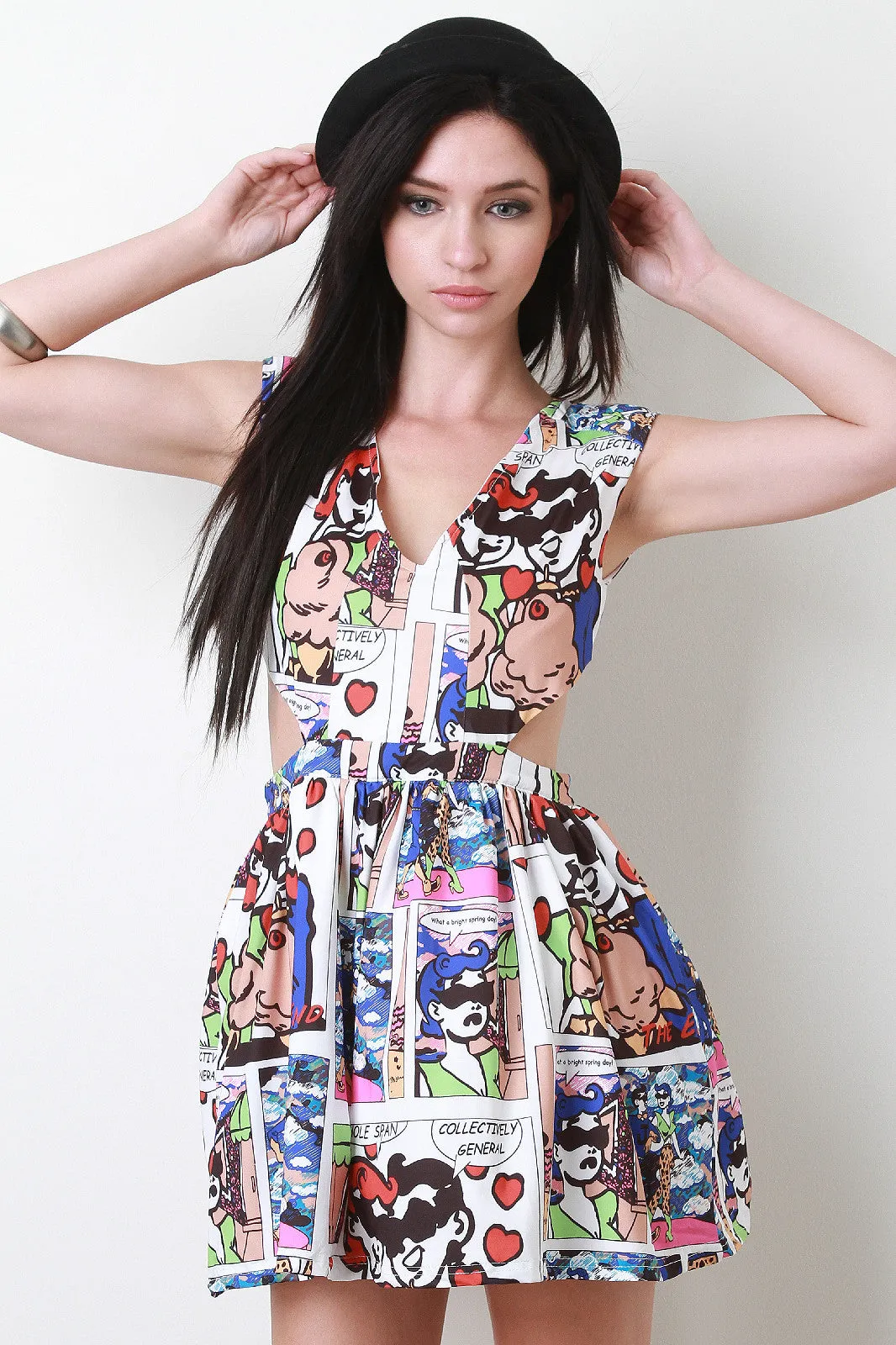 Comic Strip Sleeveless Dress