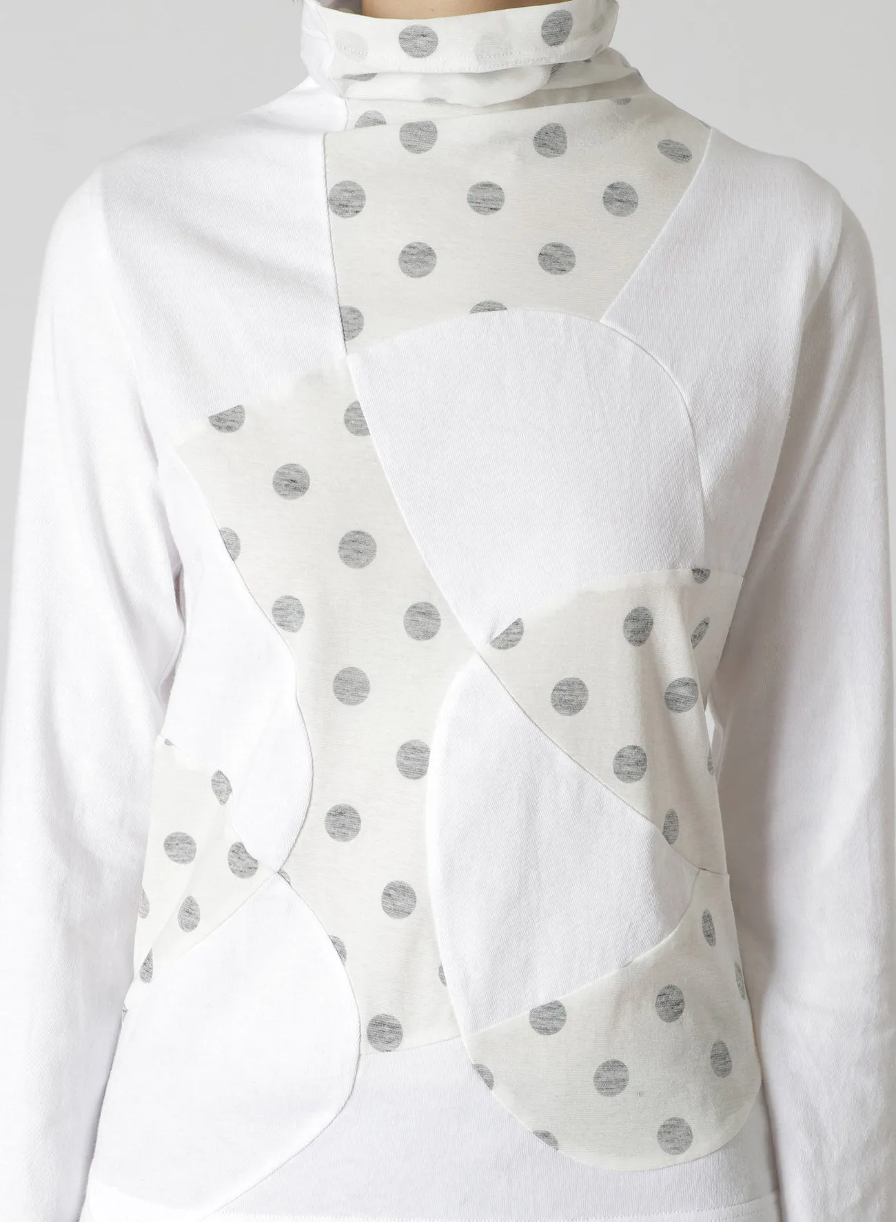 COTTON JERSEY PATCHWORK TURTLENECK