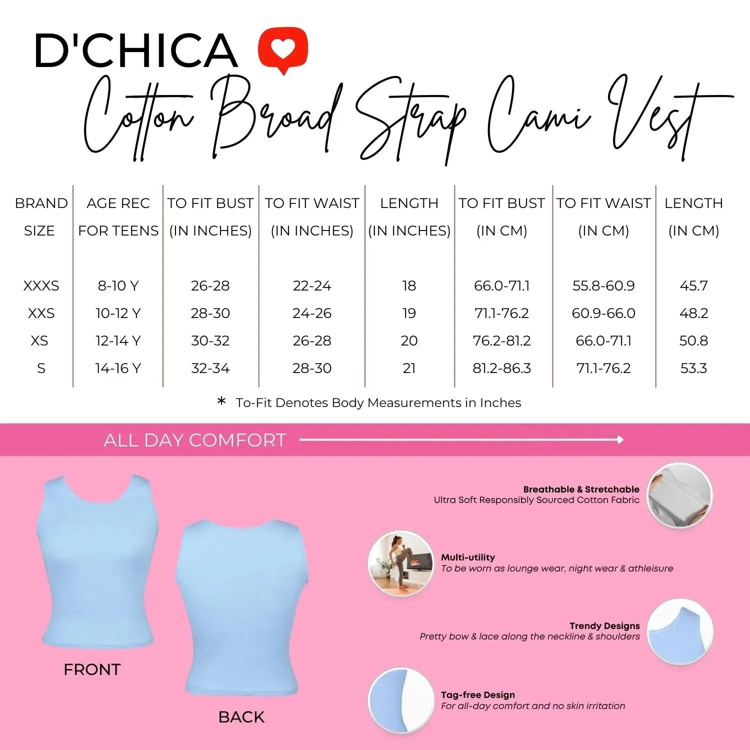 Cotton White and Skin Camisole Vest Tank Top