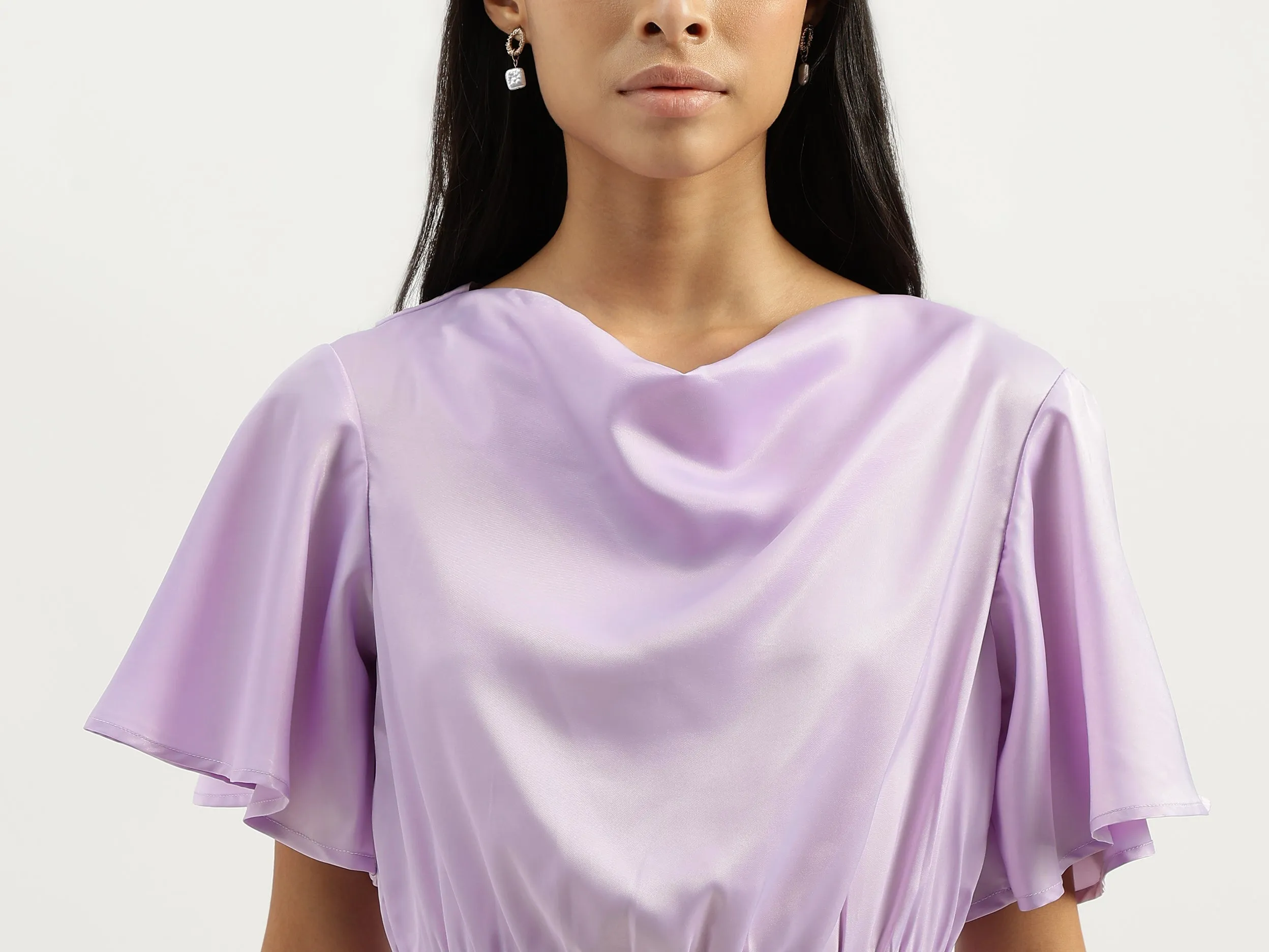 Cowl Neck Solid Dresses